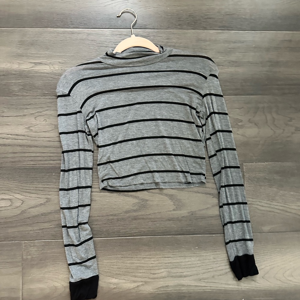 Striped Gray Long Sleeve Top